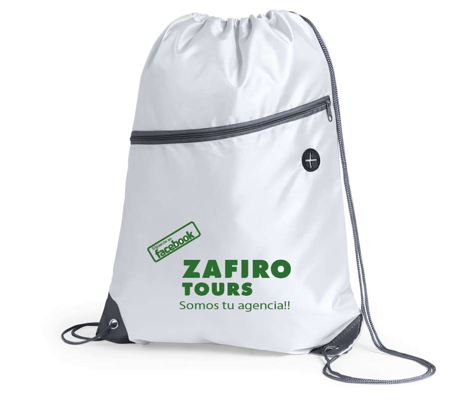 mochila con cremallera blanca zafiro tours
