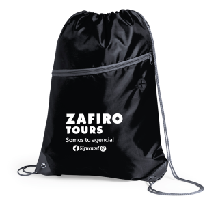 Mochila con cremallera zafiro negra