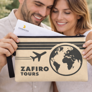 novios con portabonos poliester zafiro tours