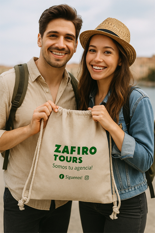 mochila-bolsa algodon zafiro tours mochila-bolsa algodon zafiro tours